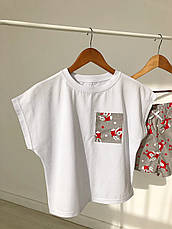 Бело-серая молодежная пижама для дома и сна с футболкой и шортами в новогоднем стиле M, фото 3