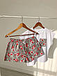 Бело-серая молодежная пижама для дома и сна с футболкой и шортами в новогоднем стиле M, фото 4