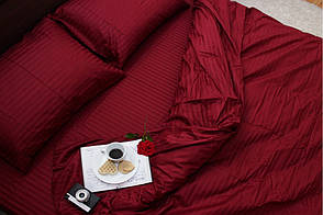 Постельное белье страйп сатин Бордовый, двуспальный комплект, фото 2