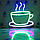 Вывеска Чашка неоновая led neon Зеленая 210х210мм с димером и блоком, фото 4