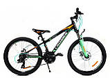 Велосипед дитячий на алюмінієвій рамі Crosser Boy 20" зріст 130-150 см вік 7 до 11 років чорно-зелений, фото 3