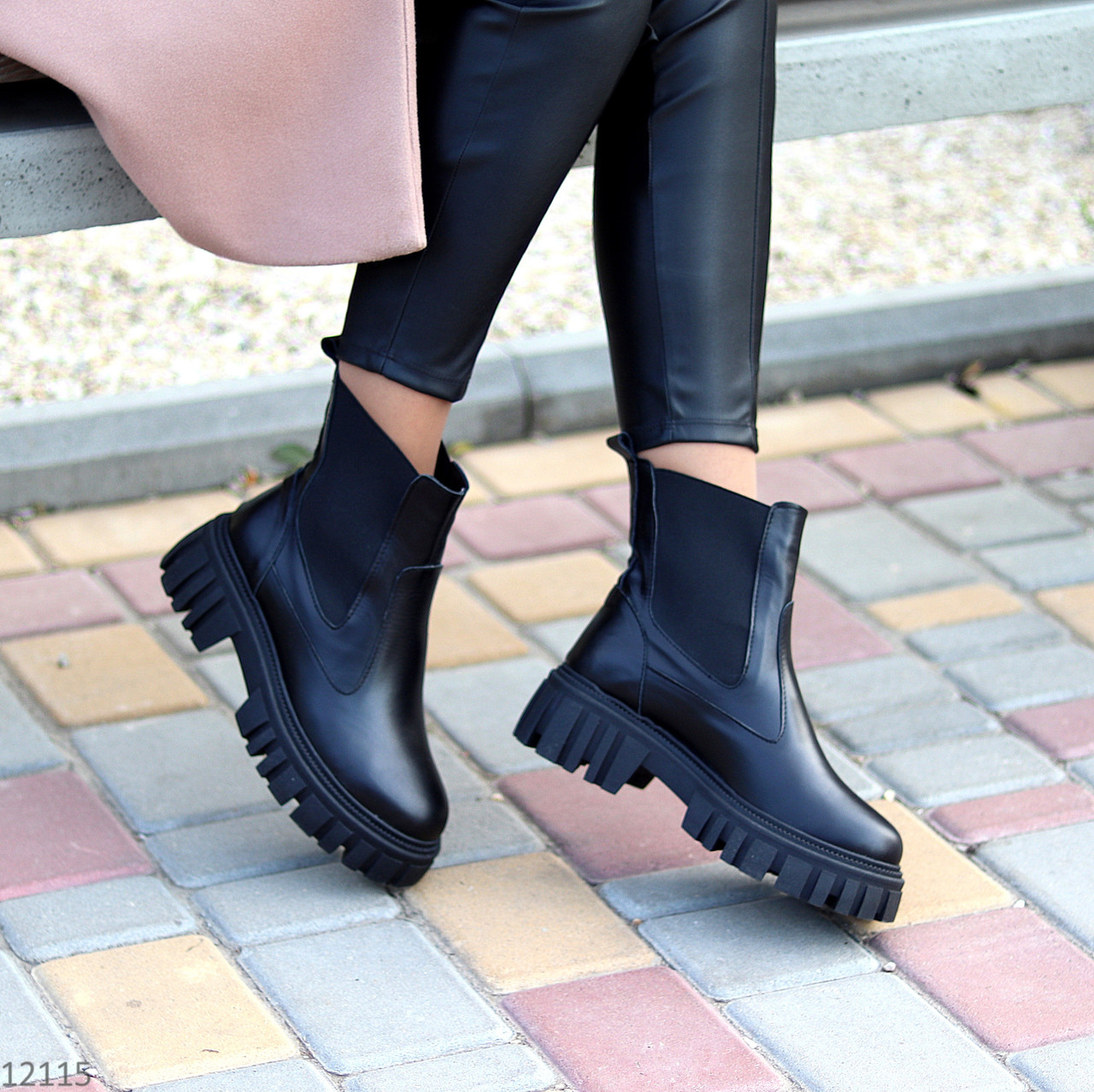 

Натуральная кожа удобные черные зимние кожаные женские ботинки челси, Черный