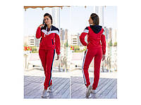 Жіночий теплий спортивний костюм червоний 48-50 50-52 52-54р., фото 1