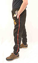 Штани спортивні чоловічі зимові щільний трикотаж з начосом під манжет (Червона смуга розмір XL ), фото 2