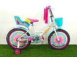 Велосипед детский двухколесный с корзинкой Azimut Girl 16" рост 100-120 см возраст 4 до 7 лет бирюзовый, фото 2