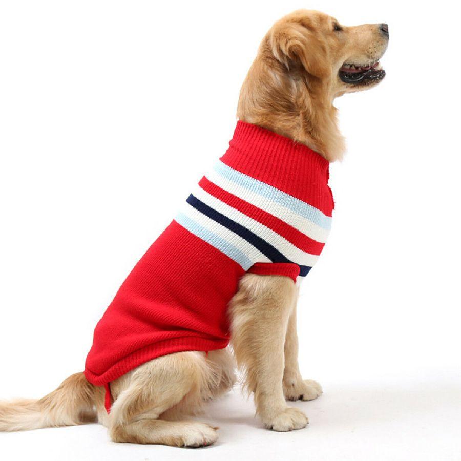 

Свитер для больших собак «Полоска», красный, одежда для собак средних, крупных пород 7XL
