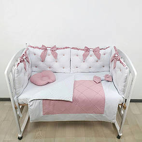 Набор постельного белья детскую кроватку: бортики-подушки, простынка  и конверт на выписку, фото 2
