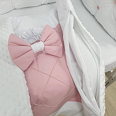 Набор постельного белья детскую кроватку: бортики-подушки, простынка  и конверт на выписку, фото 3