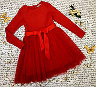 Платье для девочек праздничное, р. 7-10 лет, красный