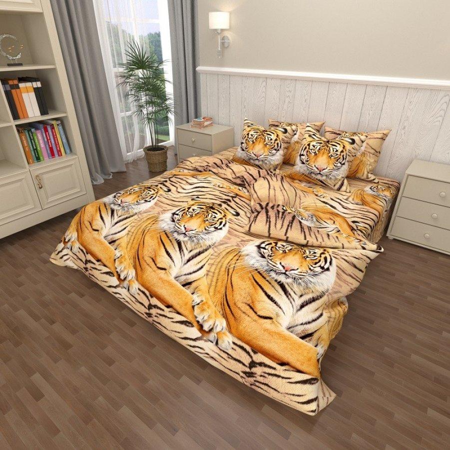 

Евро постельное белье София 3D (микросатин) - Амурские тигры