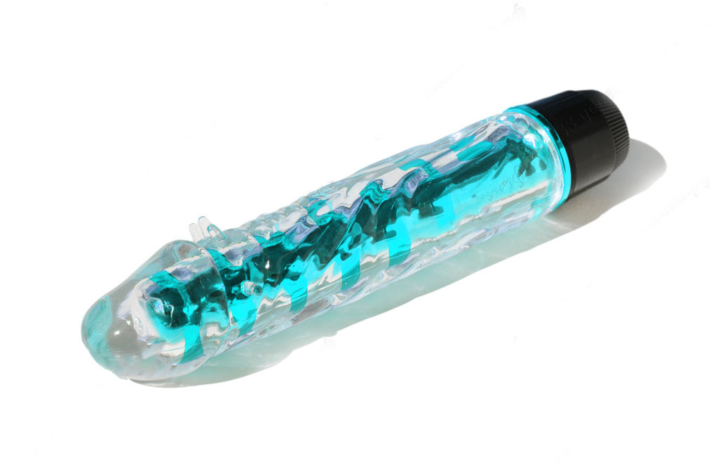 

Голубой силиконовый фалоиметатор 18 см