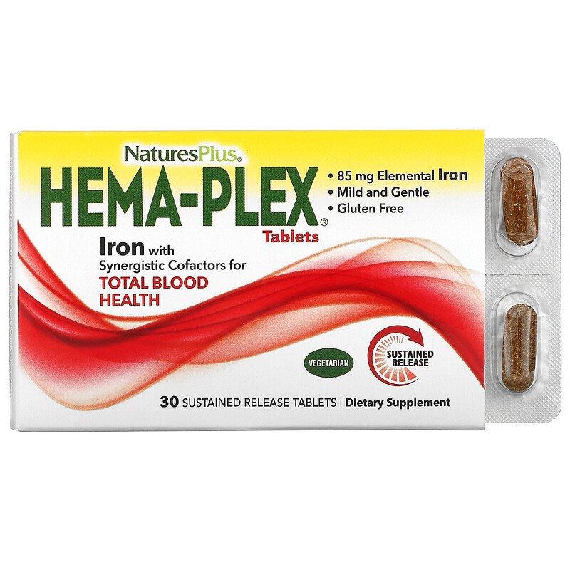 

Nature's Plus, Hema-Plex, 30 таблеток с длительным высвобождением (NAP-03770), 30