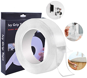 Многоразовая крепежная лента Ivy Grip Tape 5м, Двухсторонняя клейкая лента