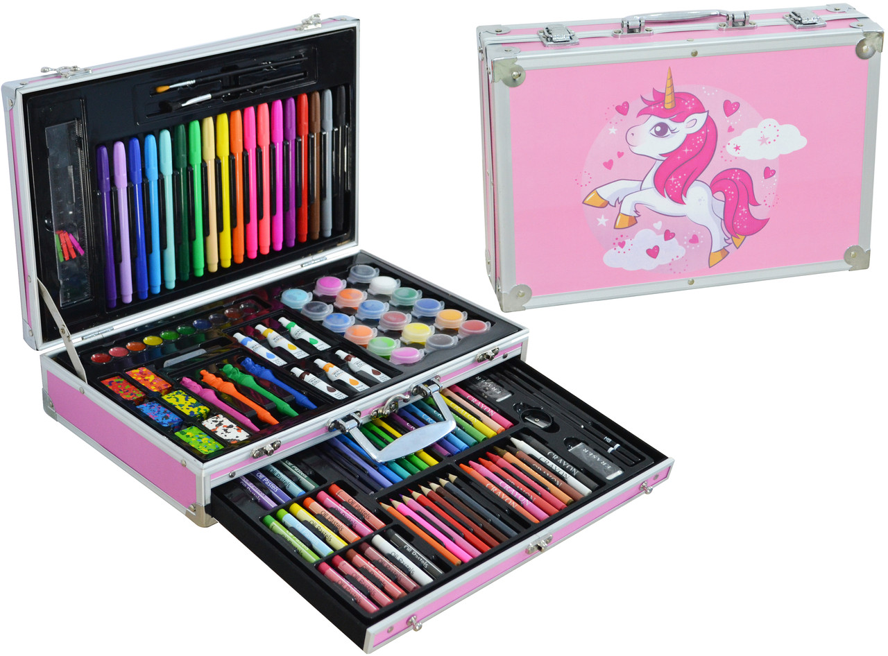 

Набор для детского творчества (рисования) Foco в алюминиевом чемодане из 122 предметов Pink ск1