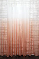 Отрез (4х2,7м.) ткани, тюль растяжка "Омбре" на батисте (под лён). Цвет персиковый с белым. Код 578ту 00-447