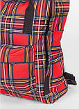 Модный женский рюкзак сумка красный в клетку повседневный, городской, спортивный, для поездок, фото 4
