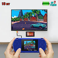 Портативная игровая ретро приставка с экраном 2.7" PXP3 270OMD игры 16bit, ТВ-выход Blue, фото 1