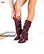 Женские сапоги бордо натуральная кожа на каблуке Еврозима, фото 3