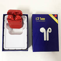 Бездротові Bluetooth навушники TWS i31-5.0. Колір червоний, фото 3