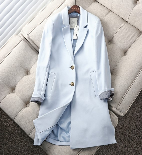 Качественное демисезонное пальто женское голубого цвета Esprit размер М