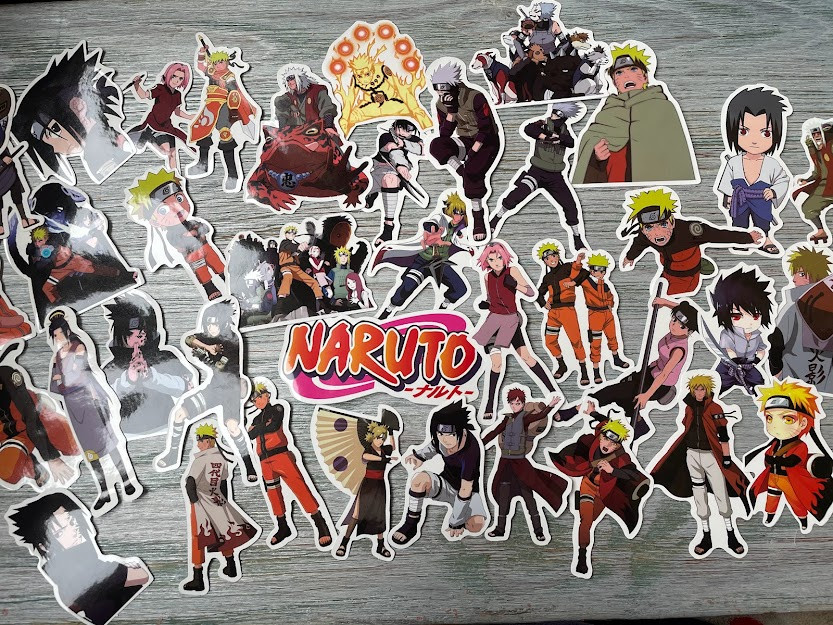 Набор виниловых стикеров наклейки аниме №8 Наруто Naruto 40 шт на скейтборд, телефон,  ноутбук, авто