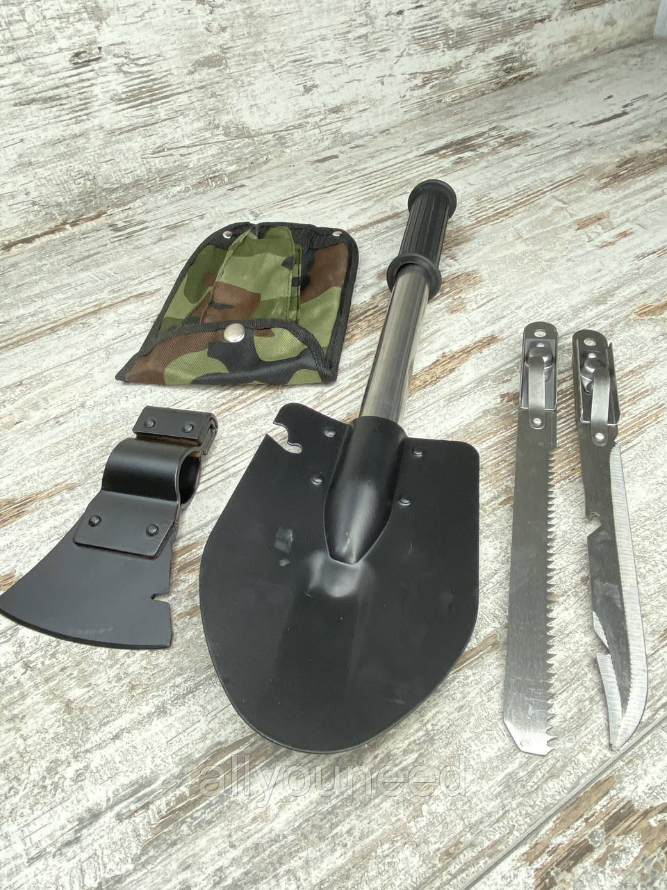

Саперная лопата 5 в 1 Нож Пилка Топор Открывашка. Туристический набор для выживания Туристический топорик AN