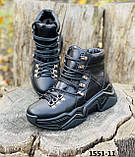 Ботинки женские зимние кожаные черные спортивные, фото 2