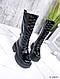 Жіночі високі чорні черевики натуральна лакова шкіра Зима, фото 3