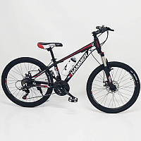 Велосипед горный подростковый S200 HAMMER 24 дюйма, черно-красный, фото 1