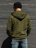 Чоловіча тепла штани на флісі з принтованной вставкою хакі бавовна батал S M L XL XXL, 3XL, фото 3