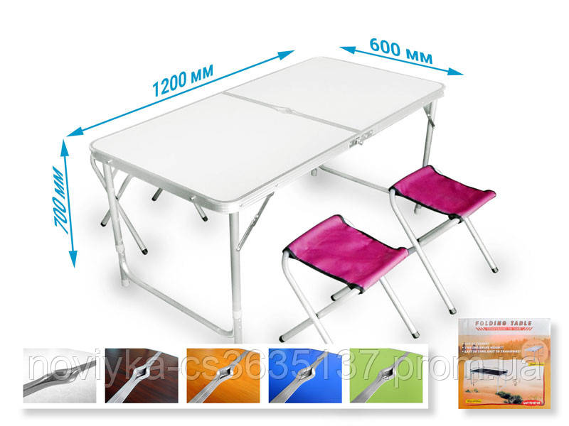 

Стол раскладной для пикника с 4 стульями Стіл для пікніка 120х60х70 см (Темное дерево)