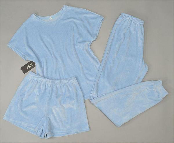 

Пижама женская тройка турецкий микро-велюр, комплект футболка+штаны+шорты.. Размер 40-42, 44-46, 48-50.