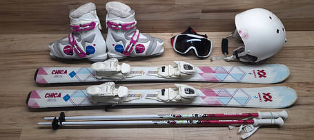 Комплект VOLKL лыжи 110 см, сапоги 21.5 см - размер 33, шлем, палки, очки домовичок техно, фото 2