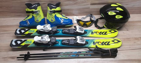 Комплект VOLKL лыжи 90 см, сапоги 20.5 см - размер 32, шлем, палки, очки домовичок техно, фото 2