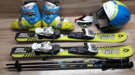 Комплект VOLKL лыжи 80 см, сапоги 20 см - размер 31, шлем, палки, очки домовичок техно, фото 2