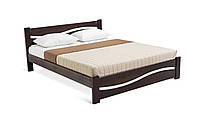 Стильная деревянная полуторная кровать Альва от производителя, массив ольхи, Орех темный, 120х190, фото 1