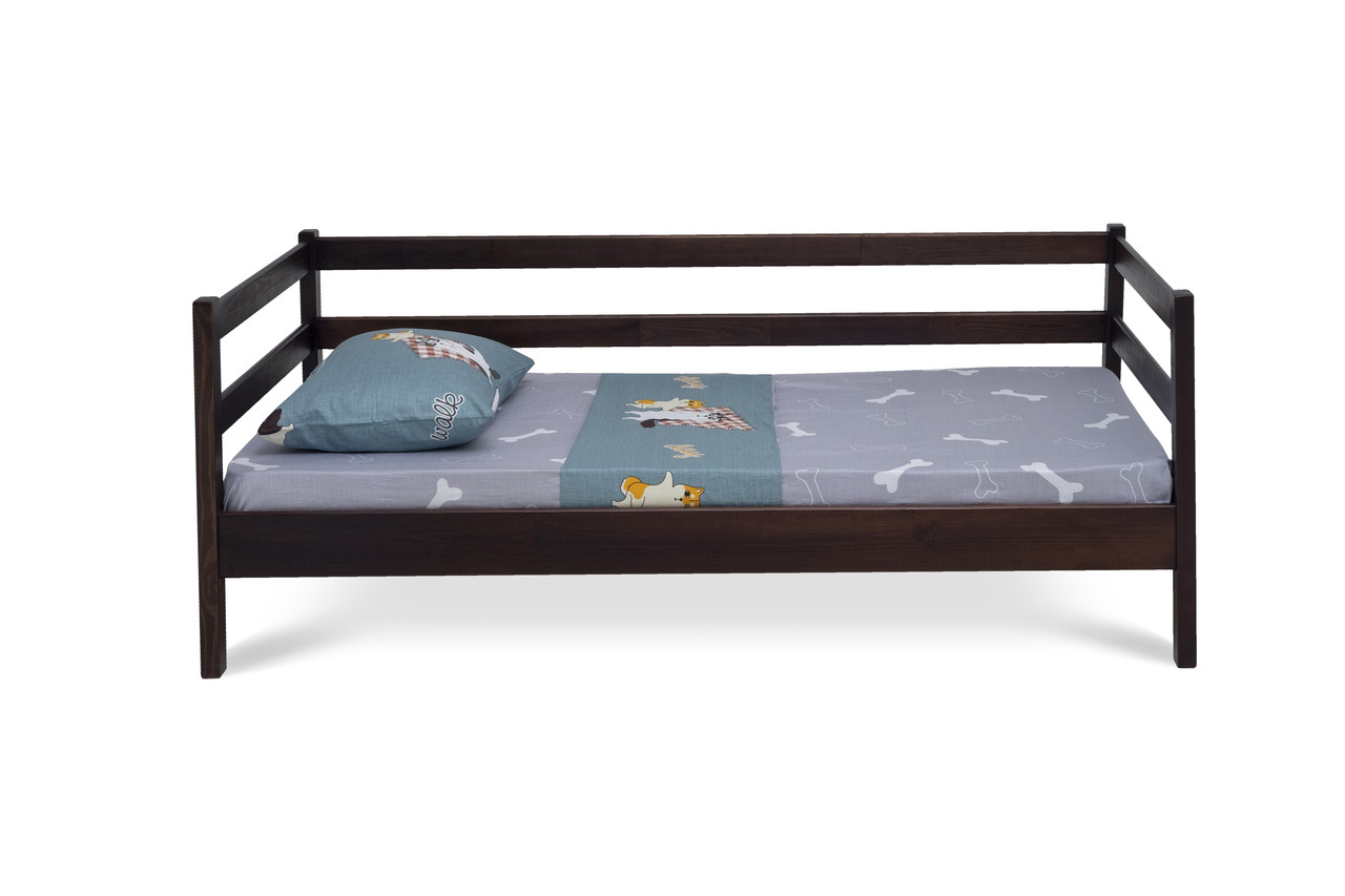 Якісне дитяче ліжко фабричного виробництва Пегас, масив сосни, Горіх темний, 80х200