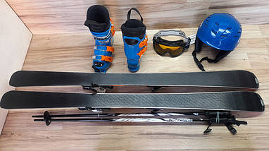 Комплект TECNOPRO лыжи 120 см, сапоги 21 см - размер 32.5, шлем, палки, очки домовичок супер, фото 2