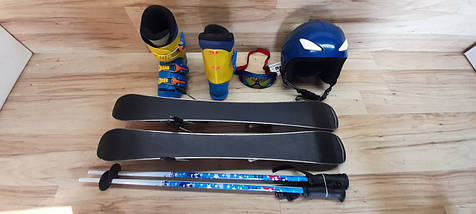 Комплект TECNO PRO лыжи 70 см, сапоги 17.5 см - размер 27.5, шлем, палки, очки домовичок супер, фото 3