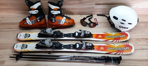 Комплект DYNASTAR лыжи 100 см, сапоги 21 см - размер 32.5, шлем, палки, очки домовичок тулс
