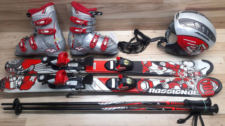 Комплект ROSSIGNOL лыжи 100 см, сапоги 21.5 см - размер 33, шлем, палки, очки домовичок тулс, фото 2