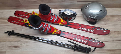Комплект ATOMIC лыжи 110 см, сапоги 20 см - размер 31, шлем, палки, очки домовичок тулс, фото 3