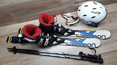 Комплект SALOMON лижі 90 см, черевики 20 см - розмір 31, шолом, палиці, окуляри, фото 3