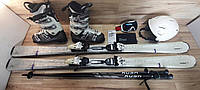 Комплект ELAN лыжи 158 см, сапоги 26.5 см - размер 41, шлем, палки, очки домовичок для всеи семьи, фото 1