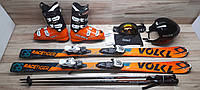 Комплект VOLKL лыжи 140 см, сапоги 26.5 см - размер 41, шлем, палки, очки домовичок для всеи семьи, фото 1