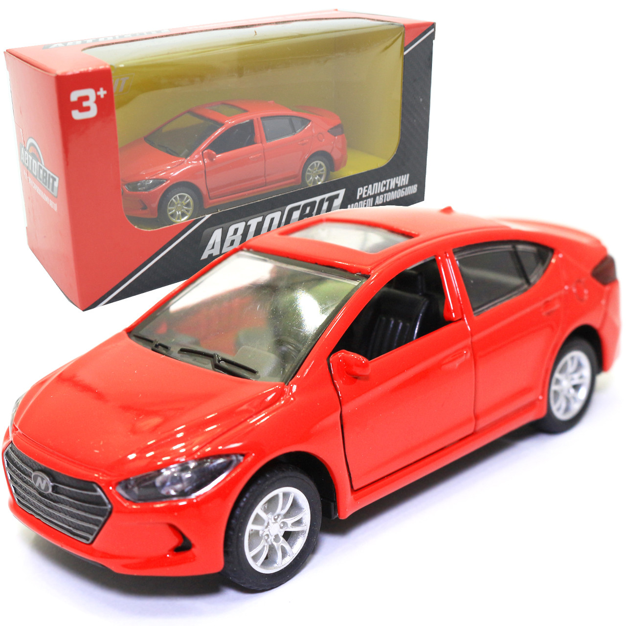 Іграшкова машинка металева Hyundai Elantra «АвтоСвіт» Хундай червоний звук світло 12*4*5 см (AS-2873)