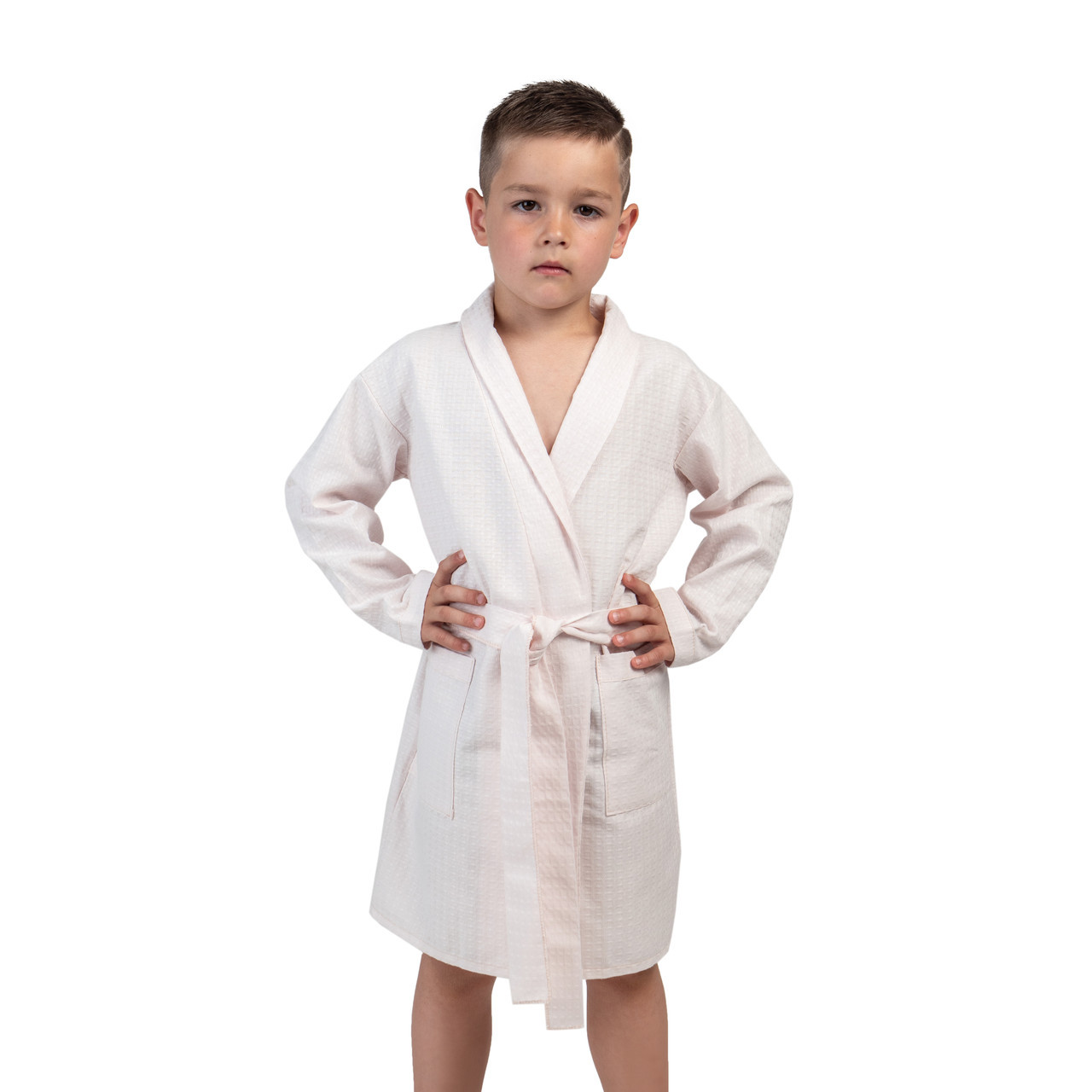 

Детский вафельный халат Luxyart размер 8-14 лет 34-36 100% хлопок Розовый (LM-188)