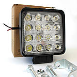 Світлодіодна фара LED (ЛІД) квадратна 48W, 16 ламп 10/30V 6000K | VTR, фото 2