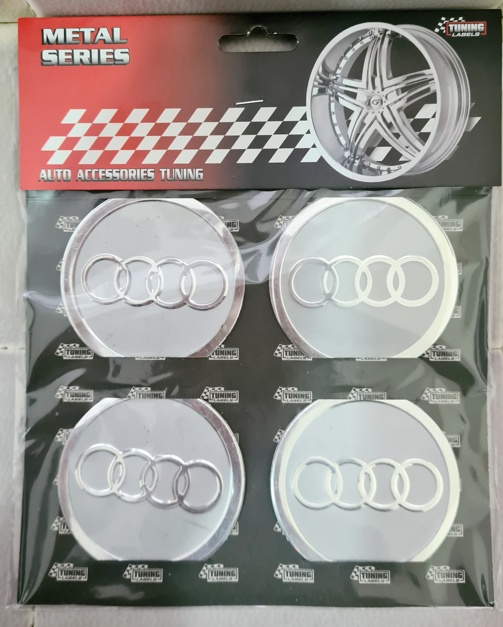 Наклейки на ковпачки, заглушки, наклейки на диски 60 мм Audi Ауді сірі