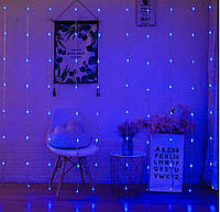 Гирлянда-штора Водопад 3*2 м светодиодная 280 LED лампочек, длина провода 3 метра, длина веток 2 метра, синий